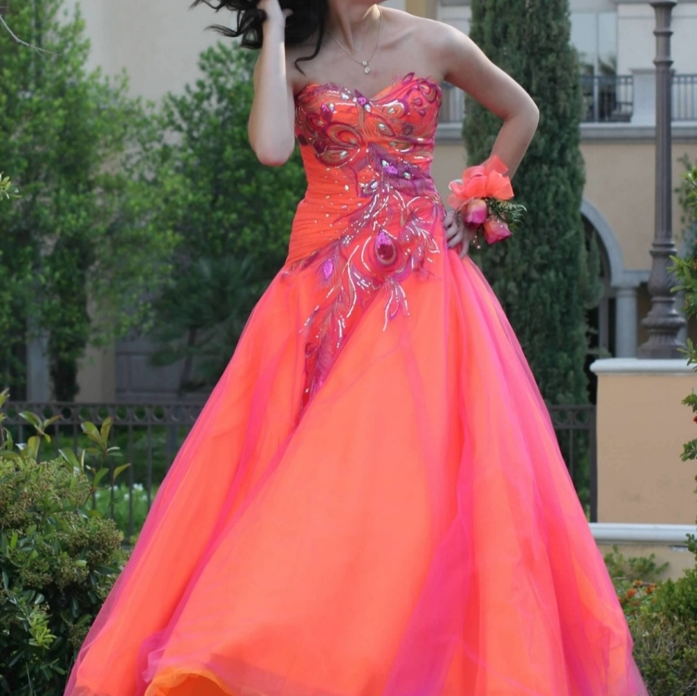 Tony Bowls Elegant Evening Layered Tulle and Sequin Gown